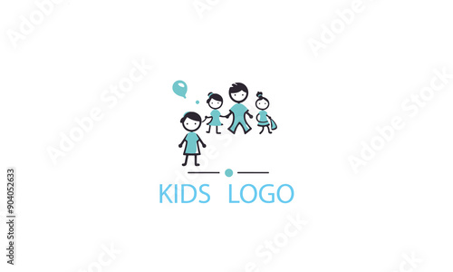 kids play logo design black simple line art on white background