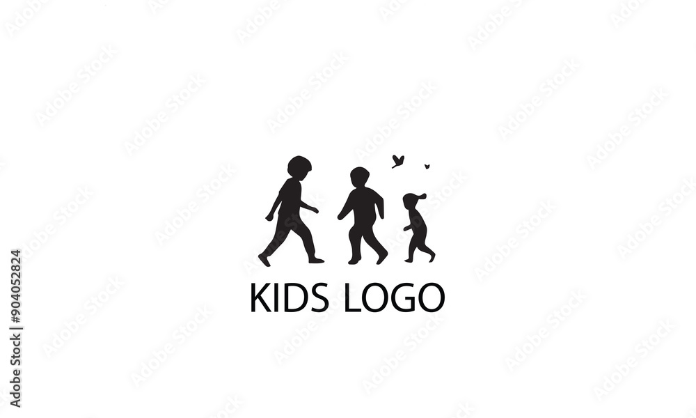 kids play logo design black simple line art on white background