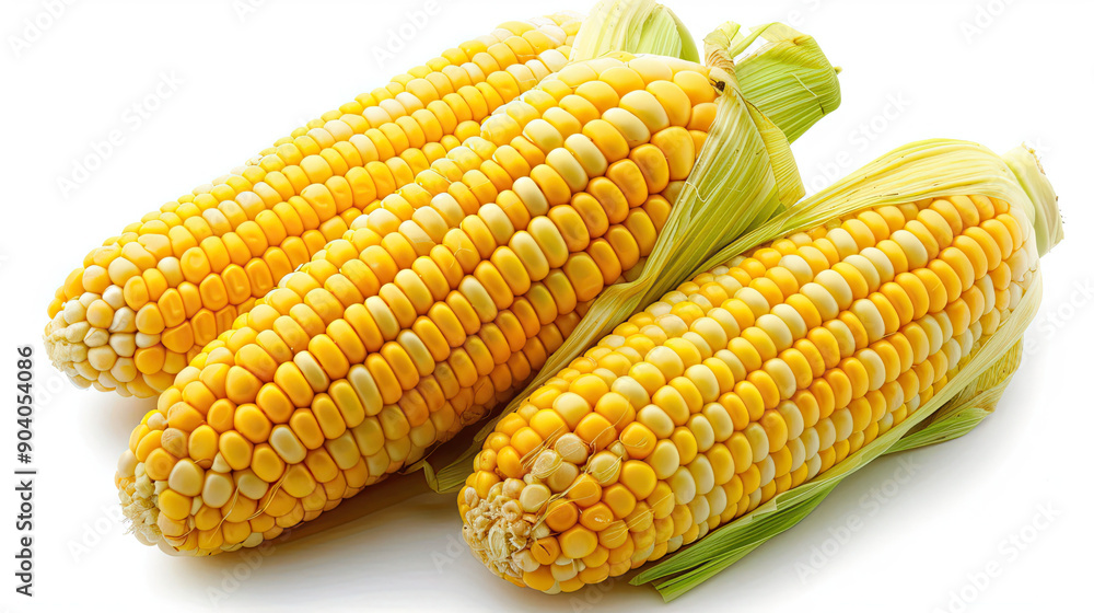 Overhead View of Uncooked Corn Cobs Isolated on White Background, Fresh Corn on the Cob, Natural Yellow Kernels, Raw Corn Detail, Harvested Corn Display, High-Resolution Corn Image Overhead View of Uncooked Corn Cobs Isolated on White Background, Fresh Corn on the Cob, Natural Yellow Kernels, Raw Corn Detail, Harvested Corn Display, High-Resolution Corn Image