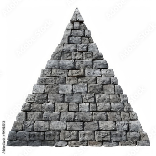 Medium shot of Ancient old stone Ziggurat, isolated on a white background, 