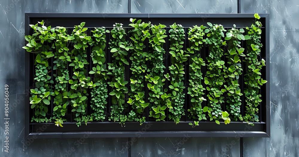 Fototapeta premium Hydroponic Vertical Gardens, indoor Vertical Gardens, hall Living Walls or Green Walls, absorb pollutants and produce oxygen, Stress Reduction, Humidity Regulation