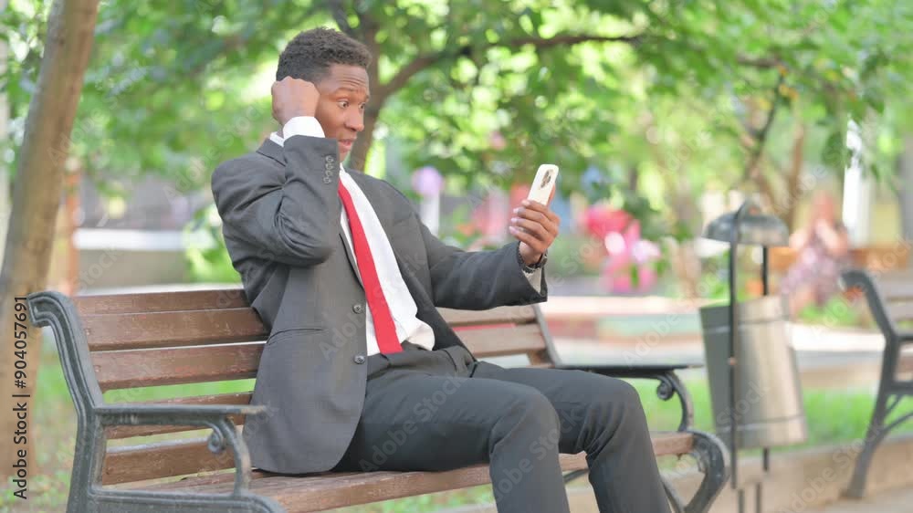 African Businessman Celebrating Success on Phone Outdoor African Businessman Celebrating Success on Phone Outdoor