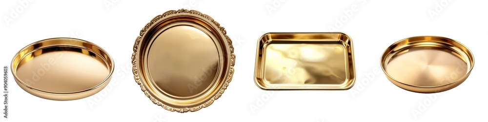 Golden luxury plate for kitchen. Shiny tableware. Golden luxury plate for kitchen. Shiny tableware.