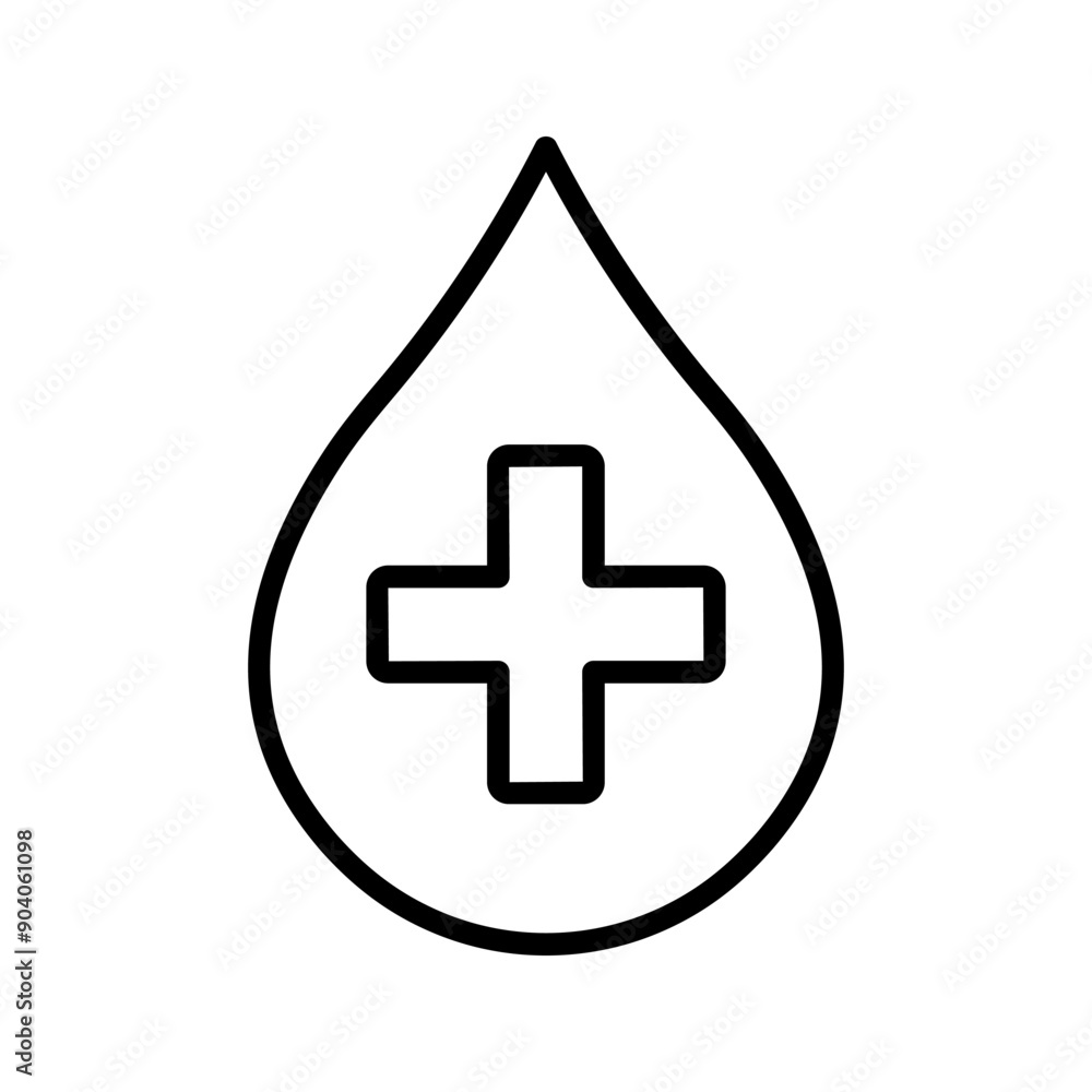 Blood drop with medical cross symbol. Donation, healthcare, hematology, medicine concept color editable Blood drop with medical cross symbol. Donation, healthcare, hematology, medicine concept color editable