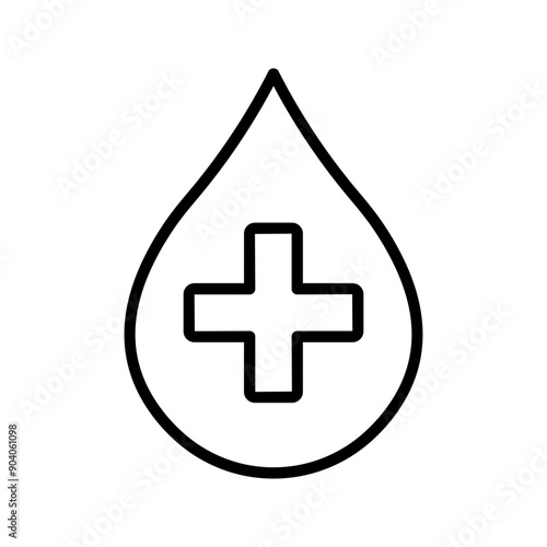 Blood drop with medical cross symbol. Donation, healthcare, hematology, medicine concept color editable