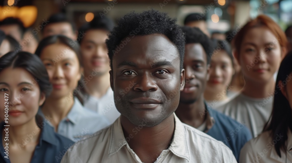 Confident Black Afro American Man Multicultural Community Diverse Group Unity Confident Black Afro American Man Multicultural Community Diverse Group Unity
