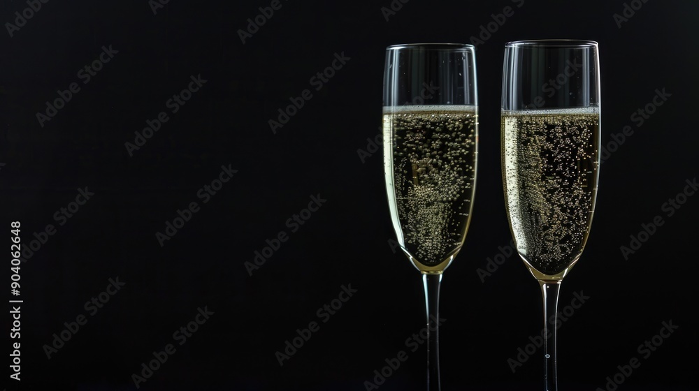 two glasse of champagne on black two glasse of champagne on black