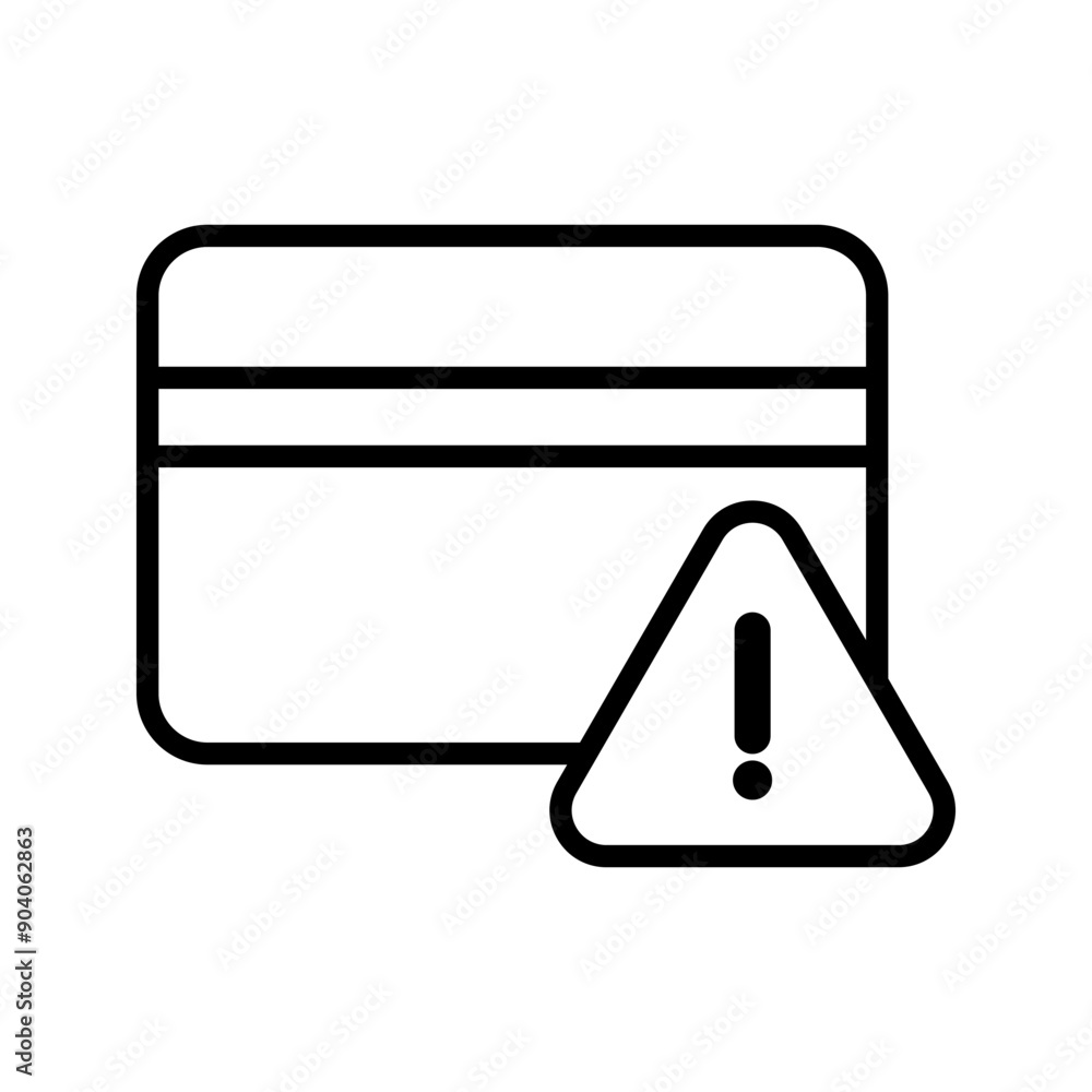 payment error, credit card with exclamation mark icon color editable payment error, credit card with exclamation mark icon color editable