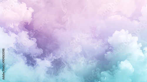 An enchanting background with pastel-colored smoke in shades of lavender and mint, complemented by gentle steam clouds, evoking a dreamy and serene ambiance. © AI_images_for_people