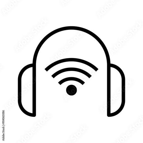 portable bluetooth wireless mini headphones with radio waves vector icon color editable