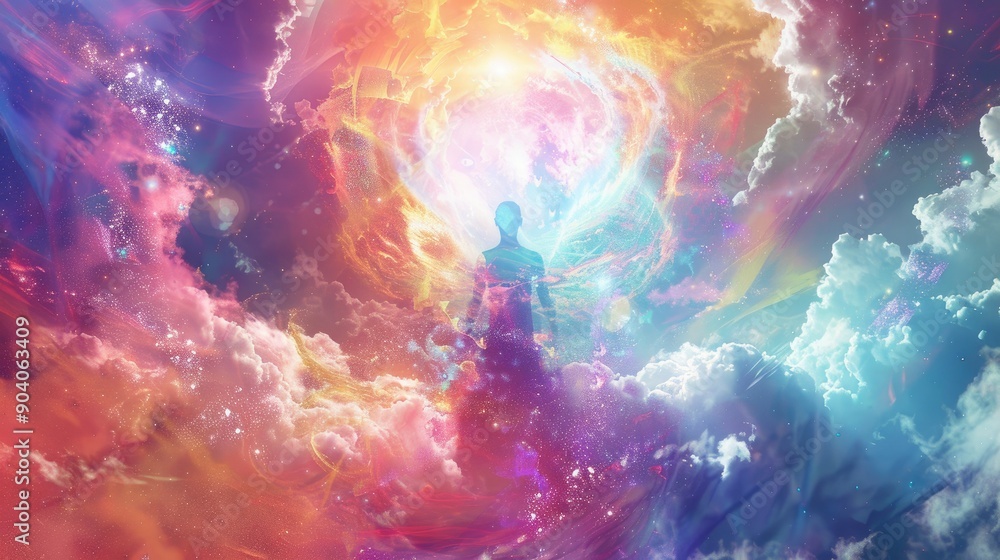 Fototapeta premium A digital art image depicting an aura of divine energy