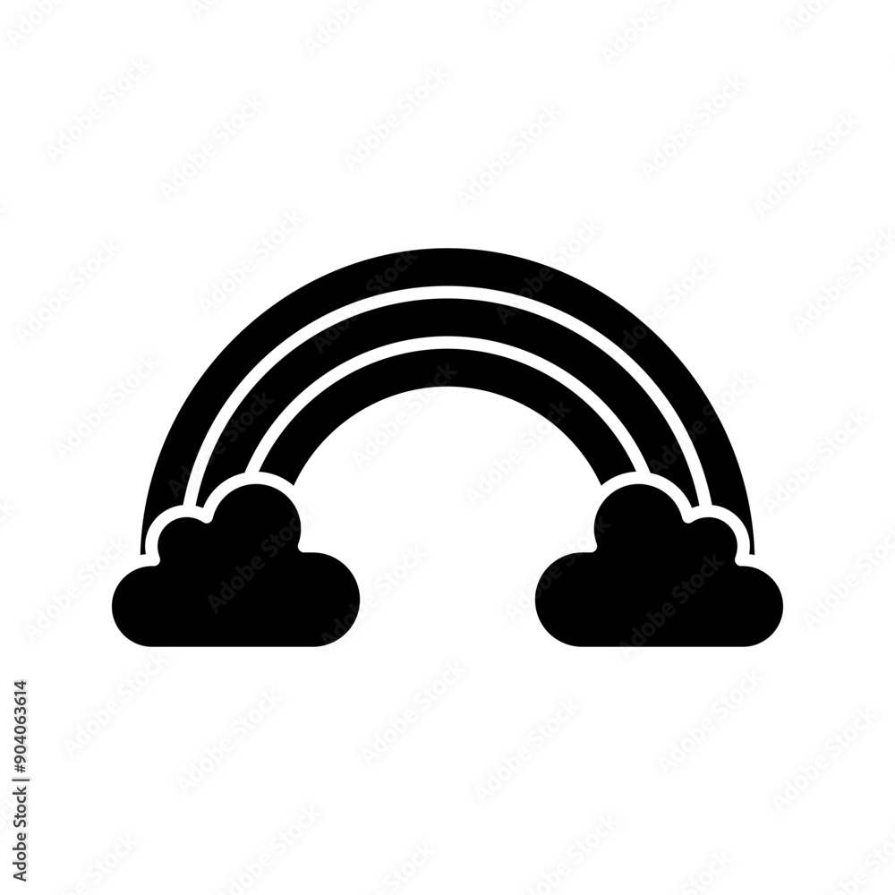 Rainbow and clouds line icon color editable Rainbow and clouds line icon color editable