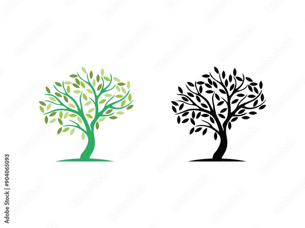Fototapeta premium tree silhouette logo design vector illustration