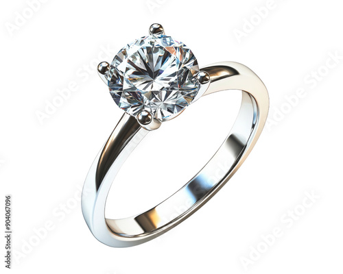 A diamond ring with a white band