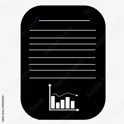 Report icon with lines and black bar chart showing indicators of instability, unstable business. Vector illustration