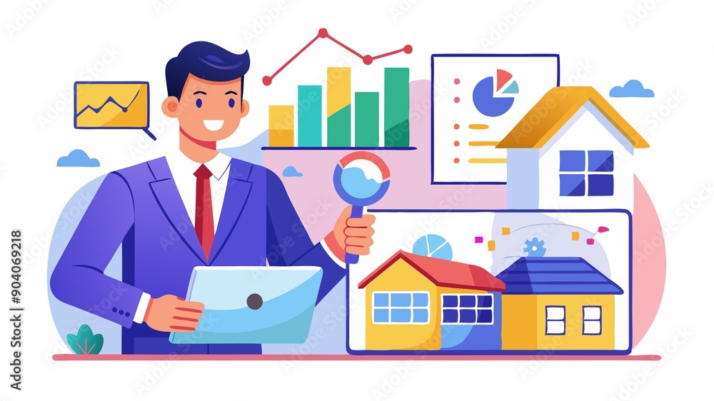 Navigating the real estate market requires expert guidance. This image depicts a listing agent analyzing market trends, showcasing their role in determining optimal pricing and marketing strategies. Navigating the real estate market requires expert guidance. This image depicts a listing agent analyzing market trends, showcasing their role in determining optimal pricing and marketing strategies.
