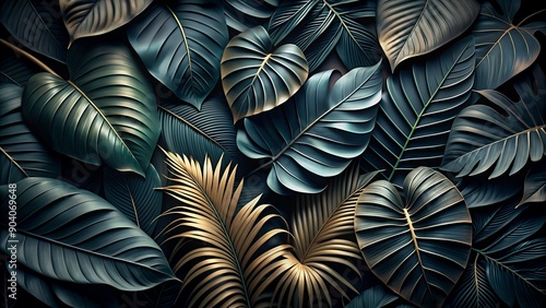 This captivating background features a mesmerizing blend of textured black leaves, creating a dark and dramatic backdrop perfect for projects with an air of mystery.