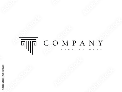 minimal abstract Greek column logo design