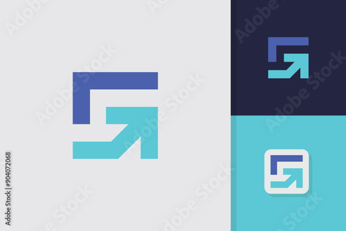 letter g arrow logo design vector template