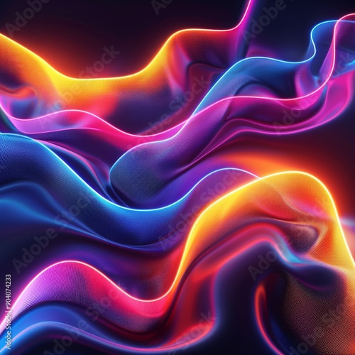 Vibrant abstract waves showcasing a blend of colors, creating a sense of motion and fluidity in a digital art style.