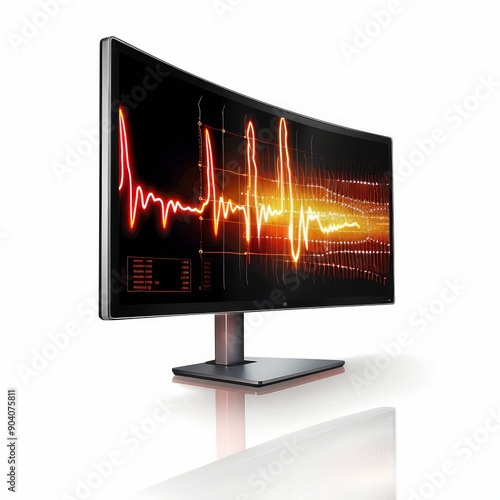 Medium shot of Monitor with heartbeats, isolated on a white background, 