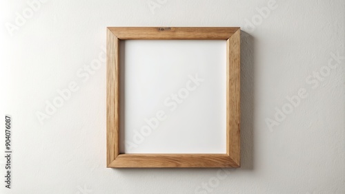 Elegant minimalist wooden frame mounted on a clean white wall, providing ample space for text or image display.