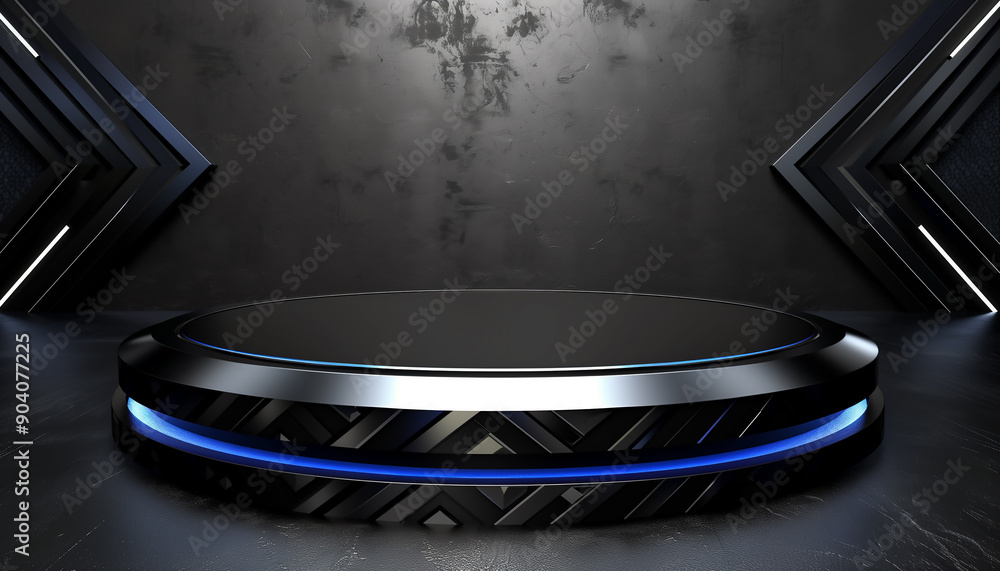Futuristic Black and Blue Podium with High-Tech Car Racing Background
Futuristic Black and Blue Podium with High-Tech Car Racing Background