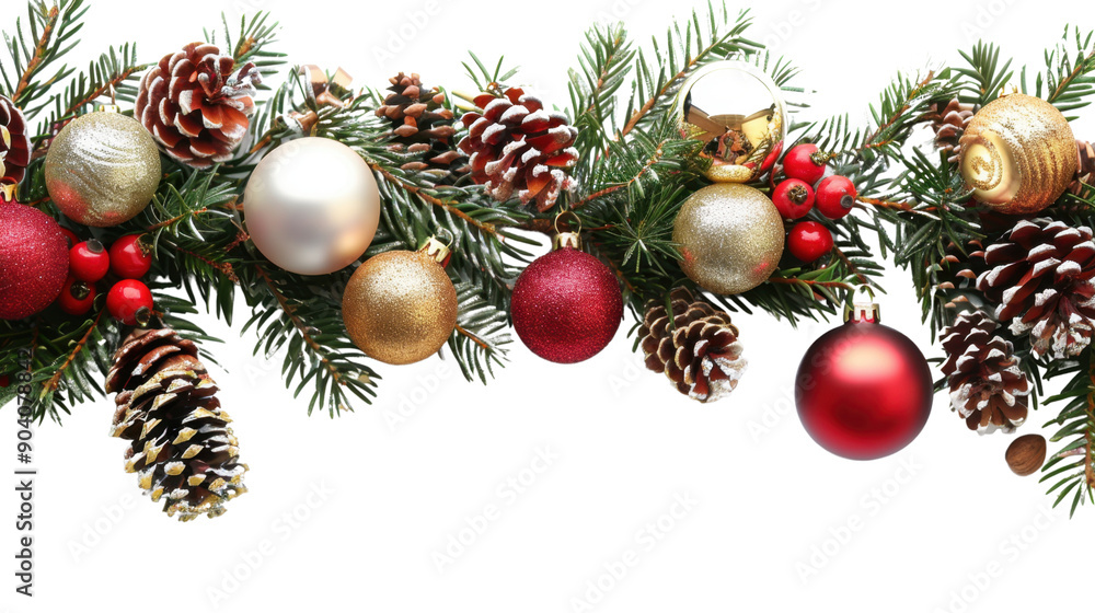 Foto de Christmas tree branches border garland on transparent