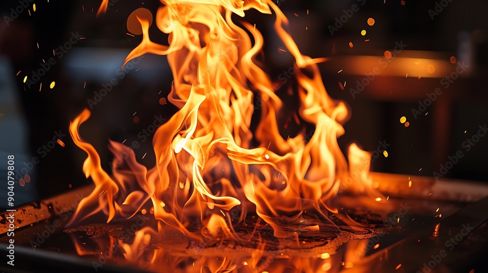 A controlled flame burns for a short while before experts quickly put it out