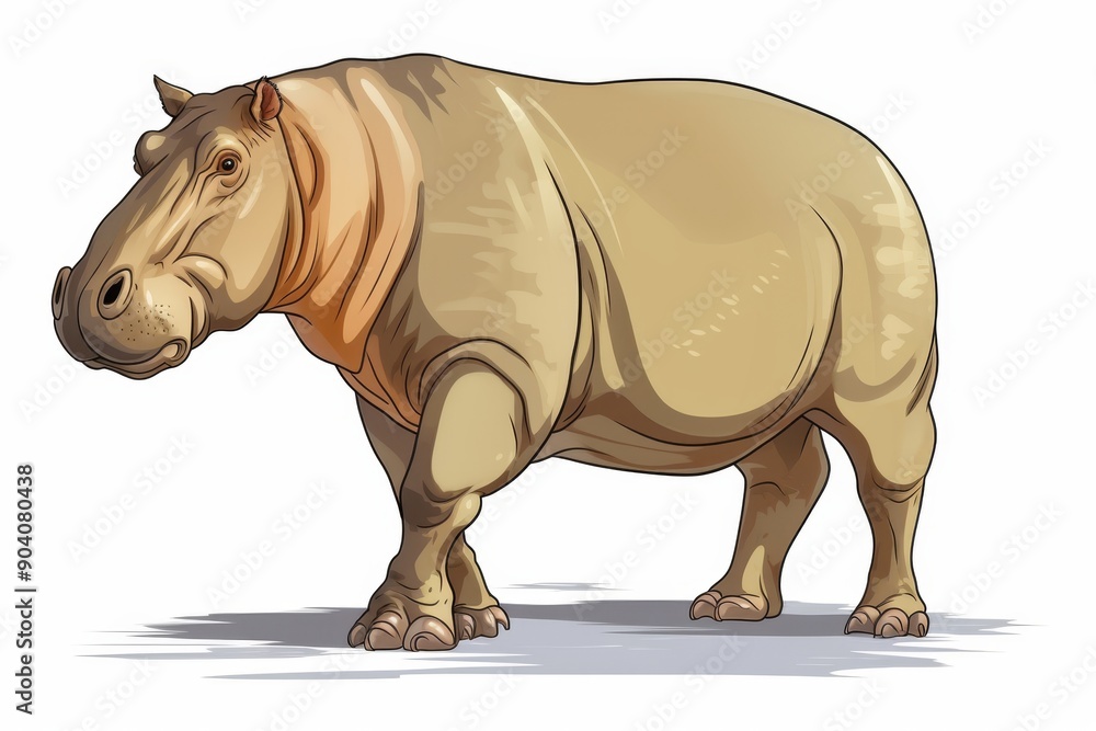 Obraz premium Solitary hippopotamus isolated on a white background for enhanced search engine relevance