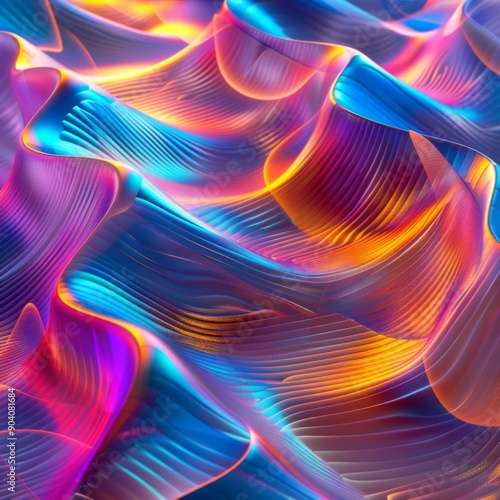 Vibrant wave patterns with a mix of colors creating a dynamic and abstract visual experience.