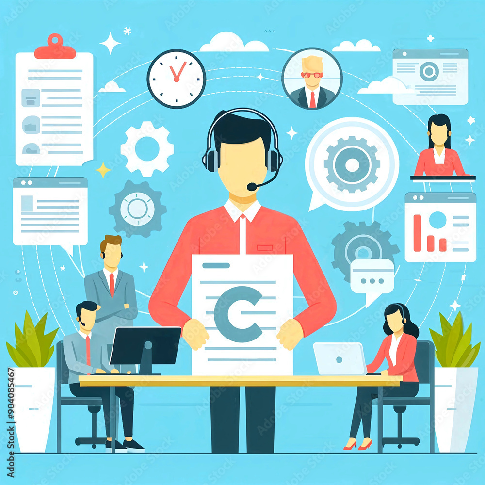 Flat Design Customer Support Illustration Flat Design Customer Support Illustration