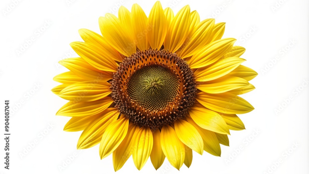 Vibrant yellow sunflower with dark center and bright petals isolated on transparent background with subtle shadows and delicate texture. Vibrant yellow sunflower with dark center and bright petals isolated on transparent background with subtle shadows and delicate texture.