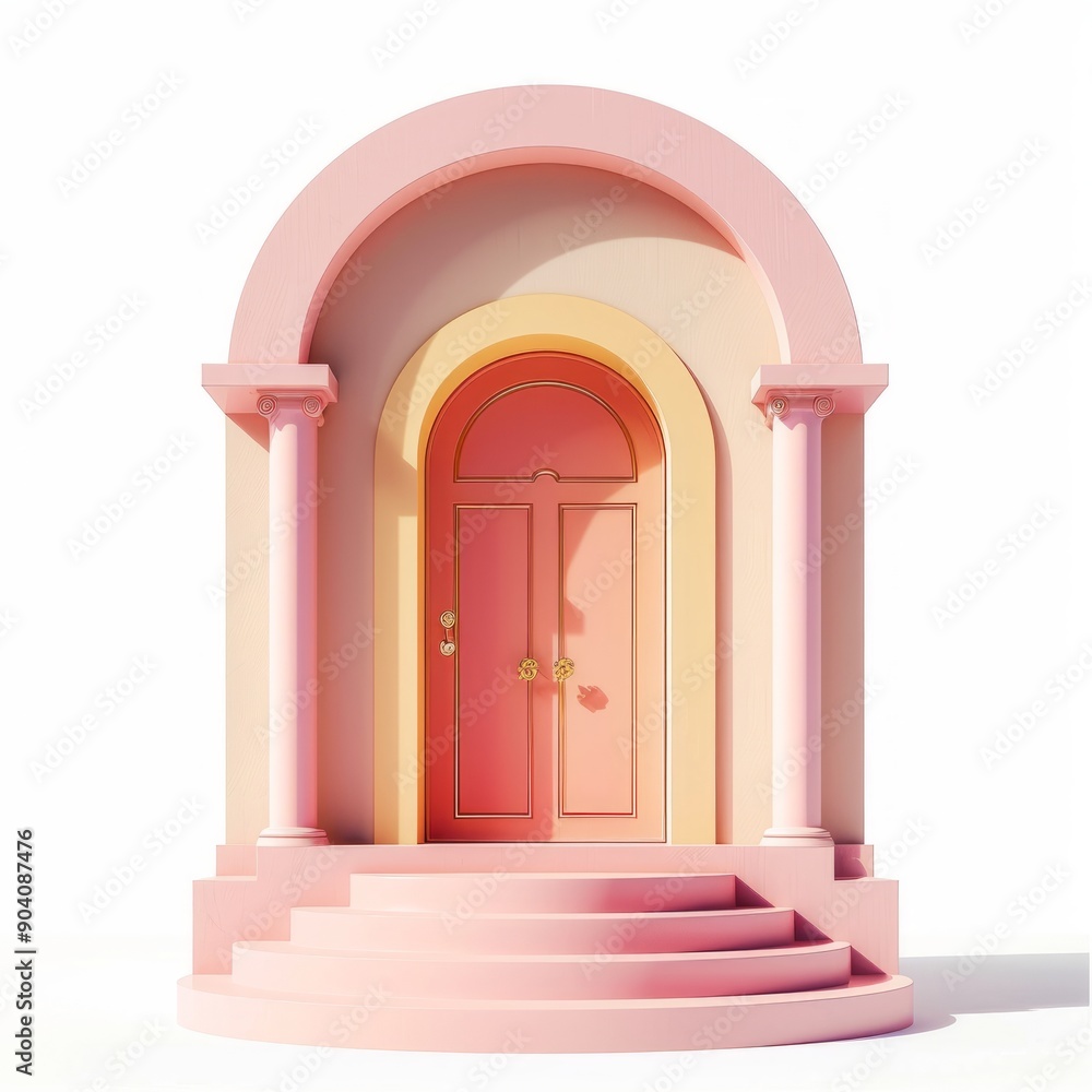 Fototapeta premium Medium shot of old Door, isolated on a white background, bright and vivid tonality 