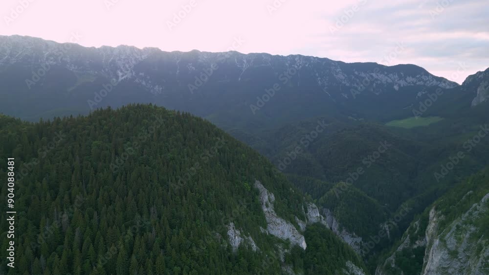 Aerial drone shot of Valea Prapastiilor as seen from the sky of Magura on a green sunny summer day. The romanian Carpathian mountains Piatra Craiului area seen from above. Top down footage of canyon.
Aerial drone shot of Valea Prapastiilor as seen from the sky of Magura on a green sunny summer day. The romanian Carpathian mountains Piatra Craiului area seen from above. Top down footage of canyon.
