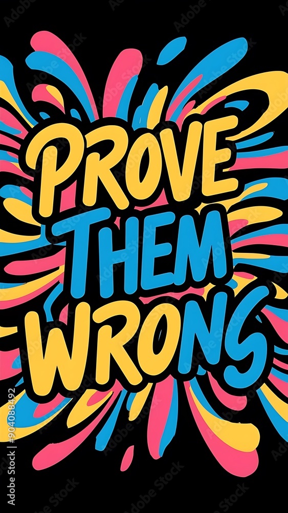Obraz premium Prove Them Wrong colorful background and text (T-shirt Design Motivational Quote, Illustration ,Typography)