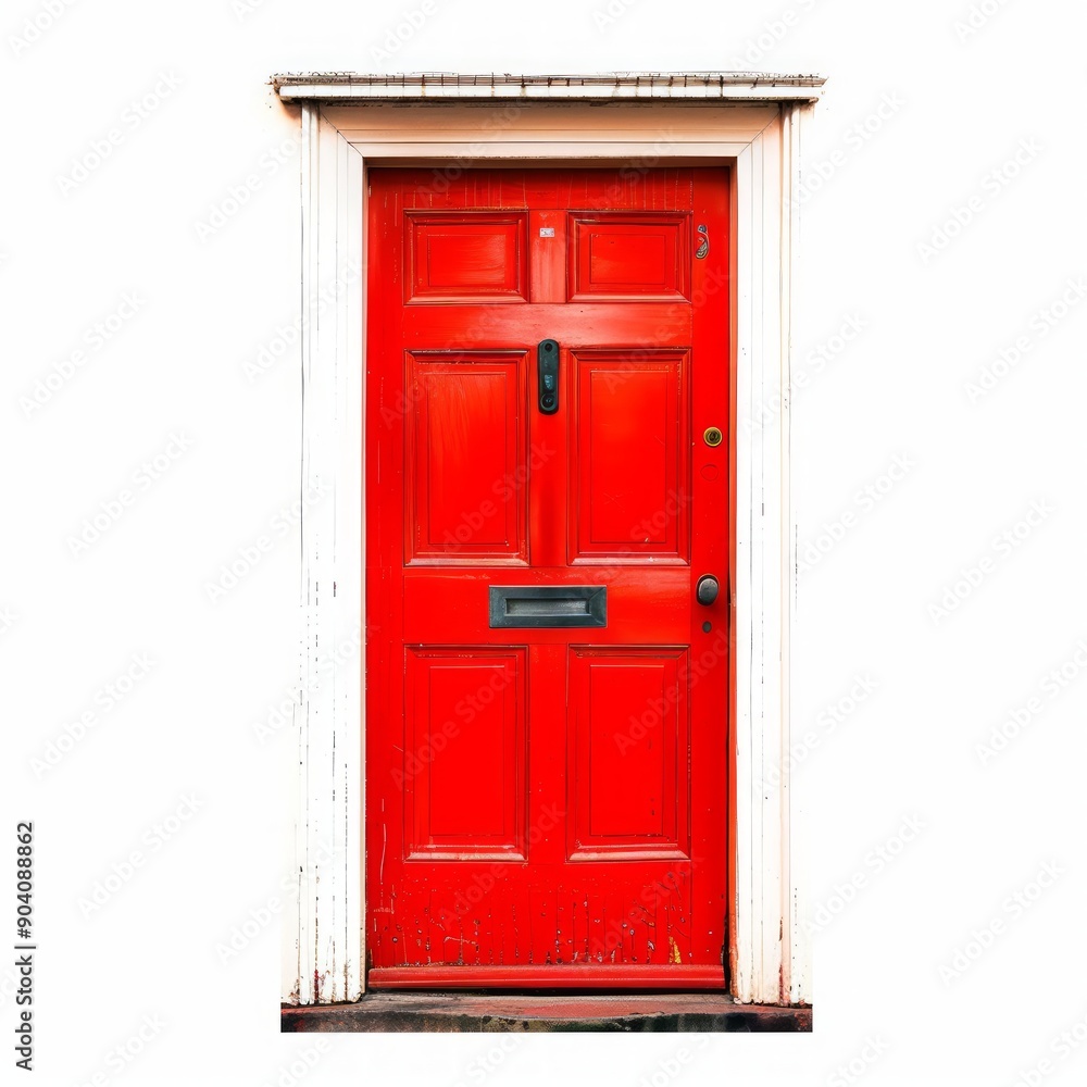 Medium shot of old Door, isolated on a white background, bright and vivid tonality Medium shot of old Door, isolated on a white background, bright and vivid tonality