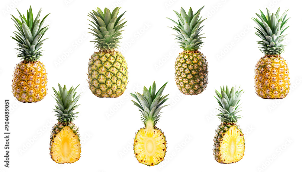 Pineapple isolated on white transparent background, clipping path, Fresh Pineapple shot from different angles isolated on white, png file, sliced pineapple isolated on white Pineapple isolated on white transparent background, clipping path, Fresh Pineapple shot from different angles isolated on white, png file, sliced pineapple isolated on white