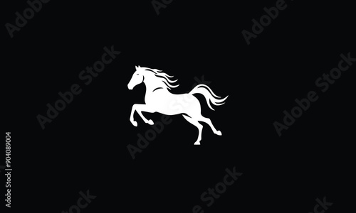 running horse logo design black simple flat icon on white background