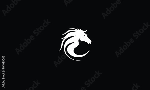 running horse logo design black simple flat icon on white background