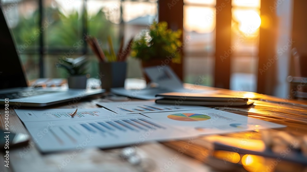 Desk with Graphs and Charts - Business Data Analysis Photo Desk with Graphs and Charts - Business Data Analysis Photo
