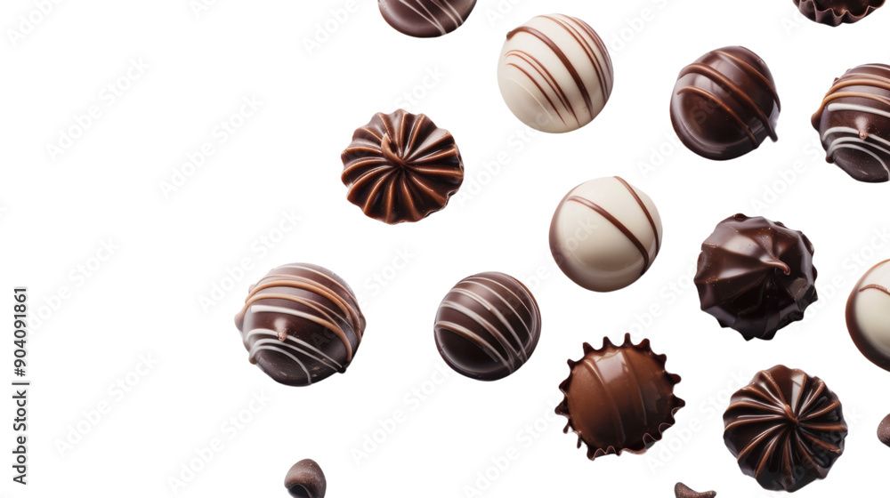 Chocolate pralines on transparent background Chocolate pralines on transparent background