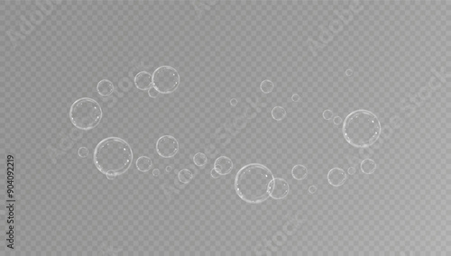 Realistic soap bubbles.Flying bubbles on a transparent background.	
