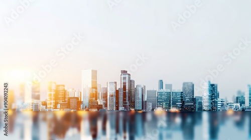 Futuristic Urban Skyline with Diverse Transportation Systems and Technologies