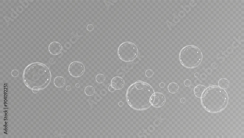 Realistic soap bubbles.Flying bubbles on a transparent background.	