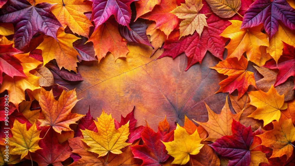 Vibrant fall foliage fills frame with dense, colorful array of red, orange, yellow, and purple leaves in stunning autumn display. Vibrant fall foliage fills frame with dense, colorful array of red, orange, yellow, and purple leaves in stunning autumn display.