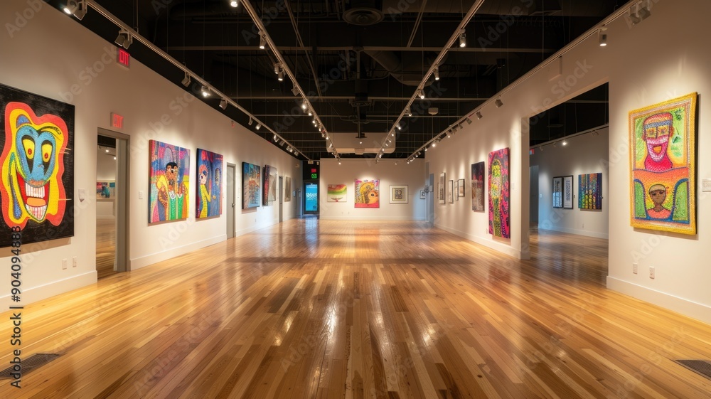 A gallery exhibit featuring art pieces that celebrate smiles and happiness A gallery exhibit featuring art pieces that celebrate smiles and happiness