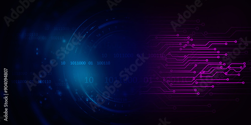 2d illustration Abstract futuristic electronic circuit technology background