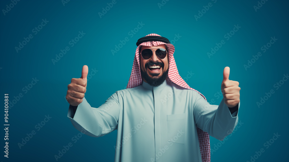 an Arabic man giving a thumbs up with both hands an Arabic man giving a thumbs up with both hands