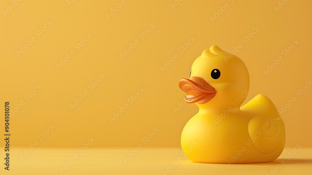 Yellow background with a cute rubber duck, evoking a sense of nostalgia and playfulness. Yellow background with a cute rubber duck, evoking a sense of nostalgia and playfulness.